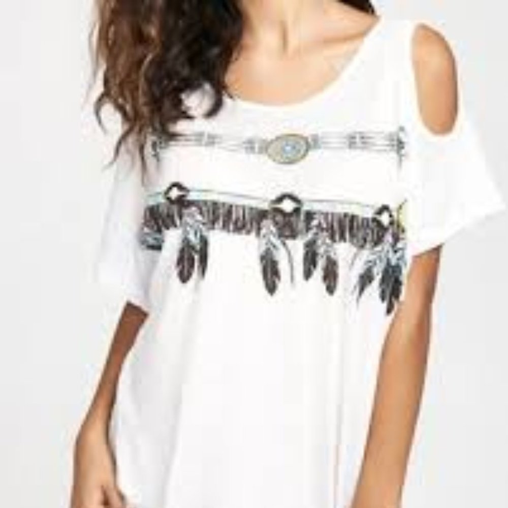 WILDFOX YOUNG & WILD FEATHER TEE, XS